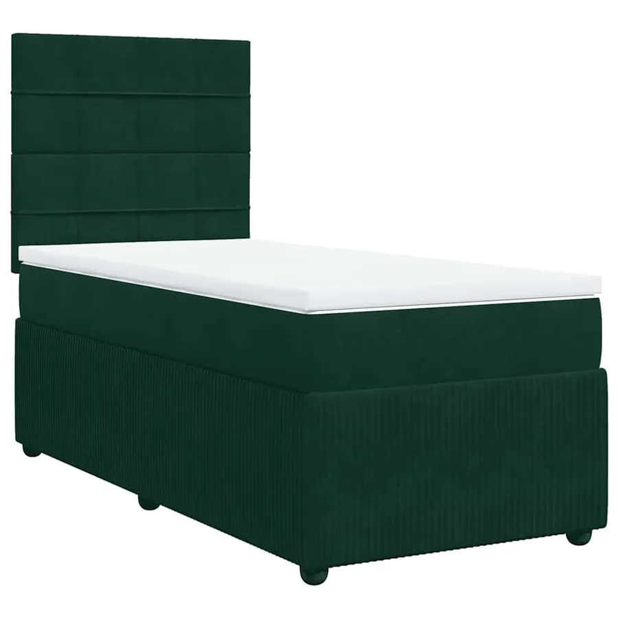 Sommier à lattes de lit et matelas Vert foncé 80x200 cm Velours - 2