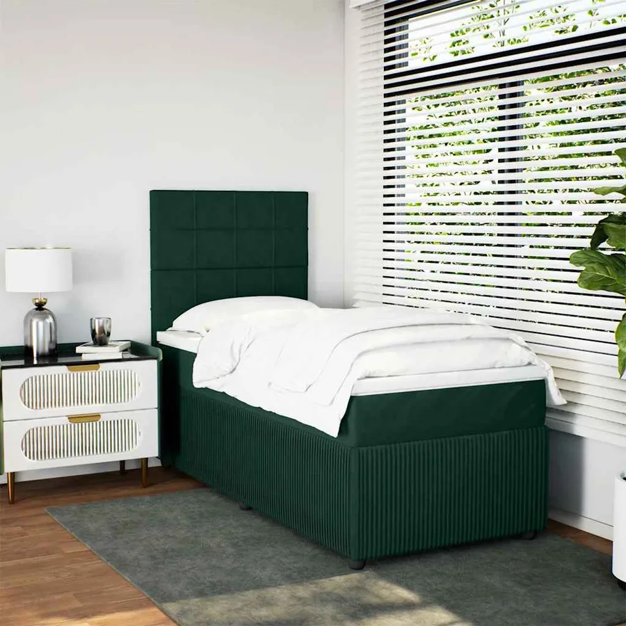 Sommier à lattes de lit et matelas Vert foncé 80x200 cm Velours - 3