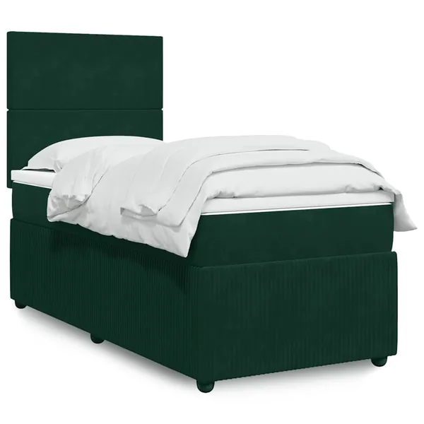 Sommier à lattes de lit et matelas Vert foncé 80x200 cm Velours