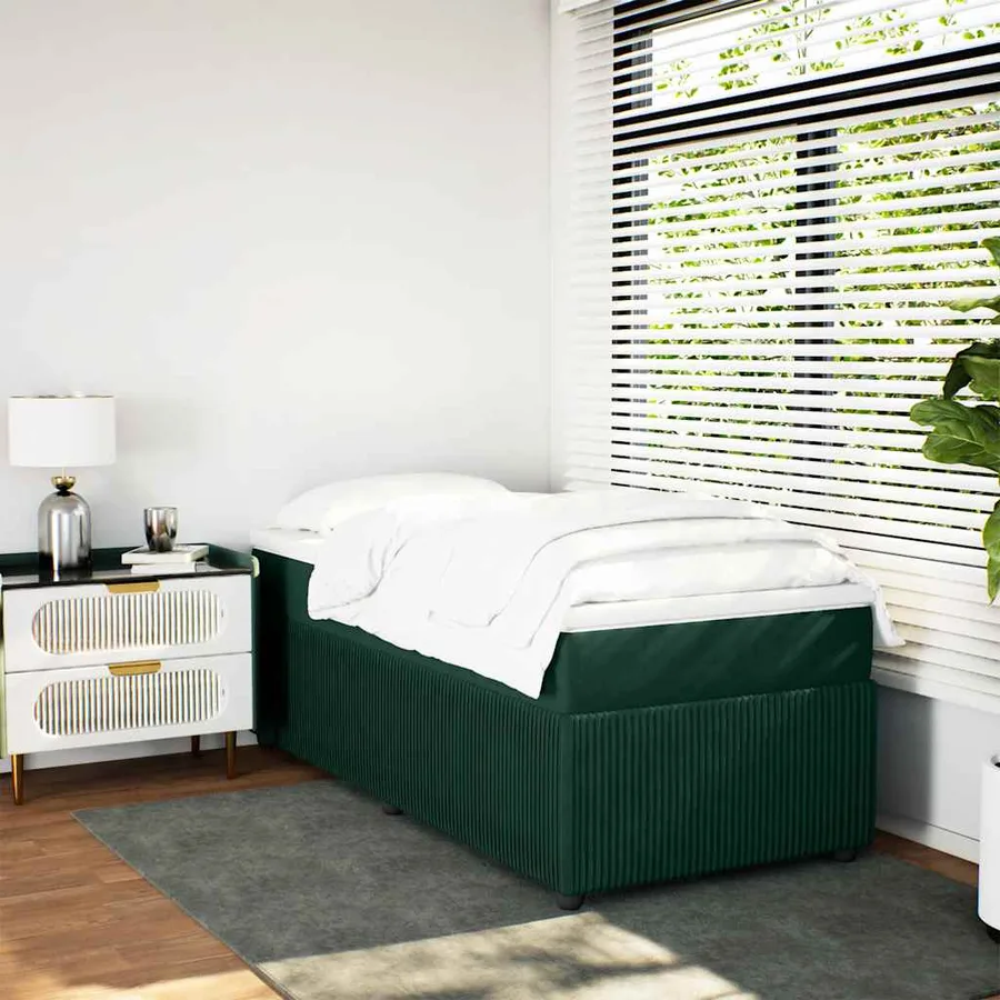 Sommier à lattes de lit et matelas Vert foncé 80x200 cm Velours - 3