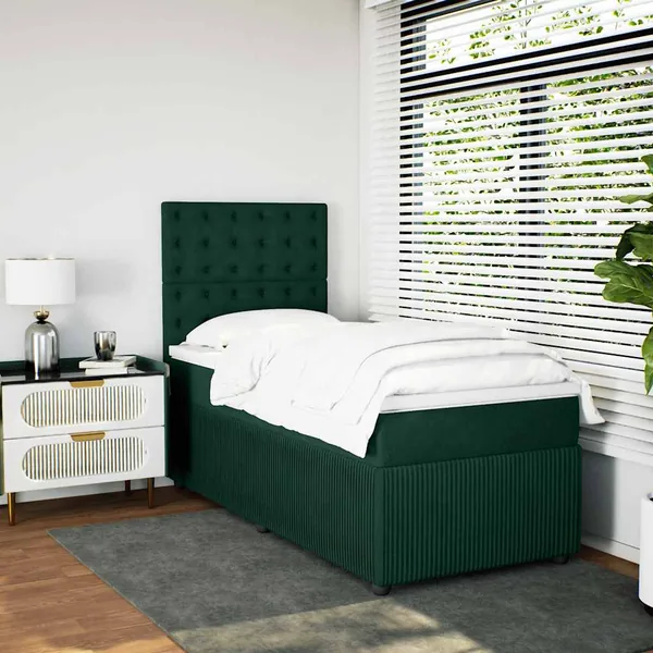 Sommier à lattes de lit et matelas Vert foncé 80x200 cm Velours