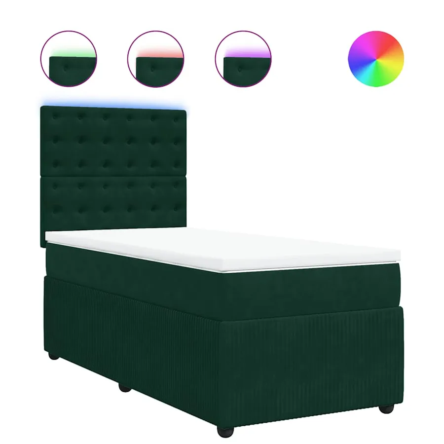 Sommier à lattes de lit et matelas Vert foncé 80x200 cm Velours - 2