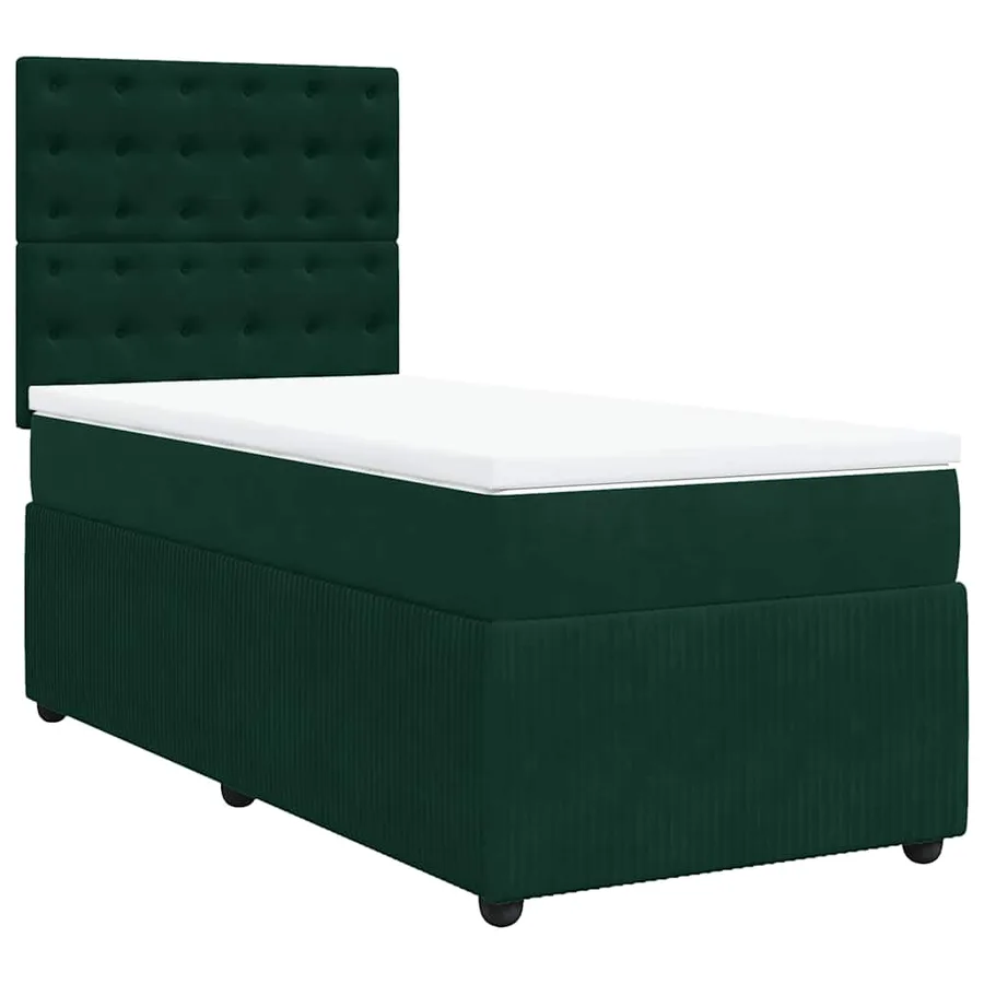 Sommier à lattes de lit et matelas Vert foncé 80x200 cm Velours - 3
