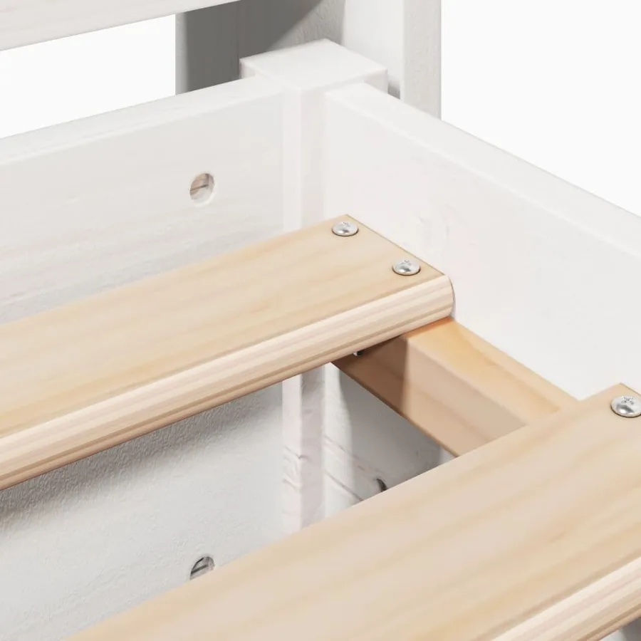 Cadre de lit sans matelas blanc 200x200 cm bois massif de pin - 9