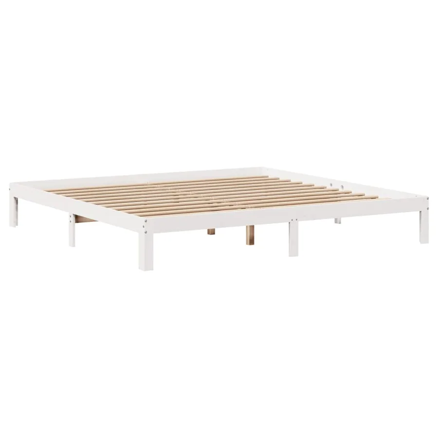 Cadre de lit avec tête de lit sans matelas blanc 200x200 cm - 8
