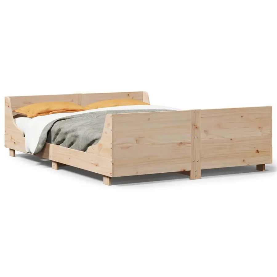 Cadre de lit sans matelas 160x200 cm bois massif de pin - 2