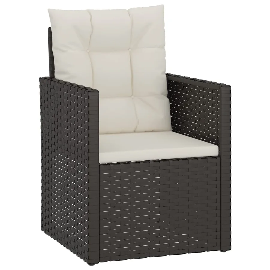 Mobilier d'extérieur 3 pcs avec coussins Résine tressée Noir - 3