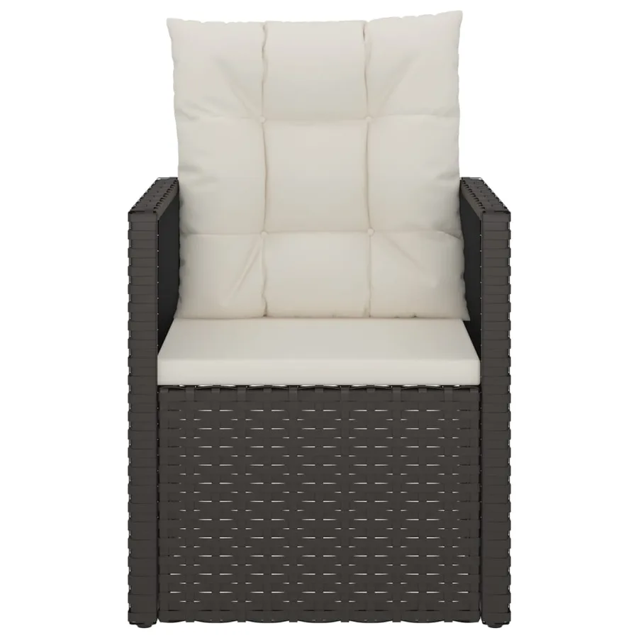 Mobilier d'extérieur 3 pcs avec coussins Résine tressée Noir - 4