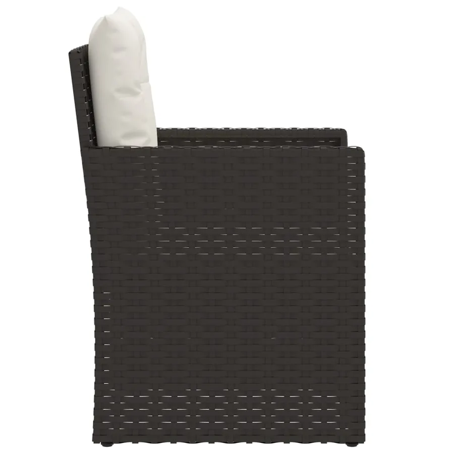 Mobilier d'extérieur 3 pcs avec coussins Résine tressée Noir - 5