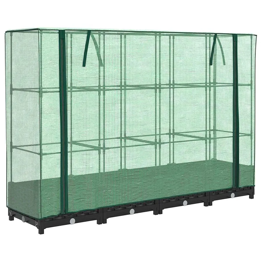 Lit surélevé avec housse de serre aspect rotin 160 x 40 x 123 cm - 2