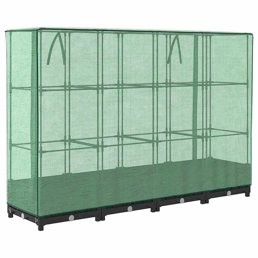 Lit surélevé avec housse de serre aspect rotin 160 x 40 x 123 cm - 6