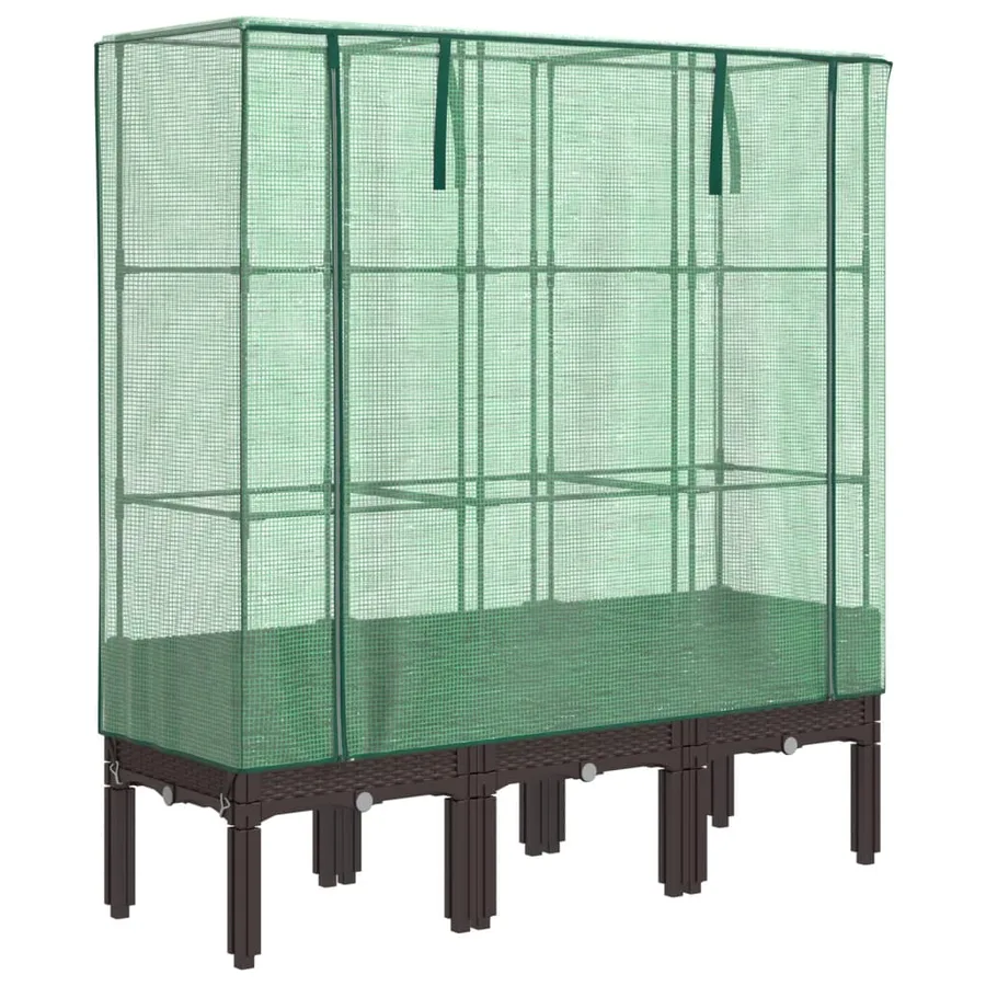 Jardinière surélevée avec housse aspect rotin 120x40x140 cm - 2