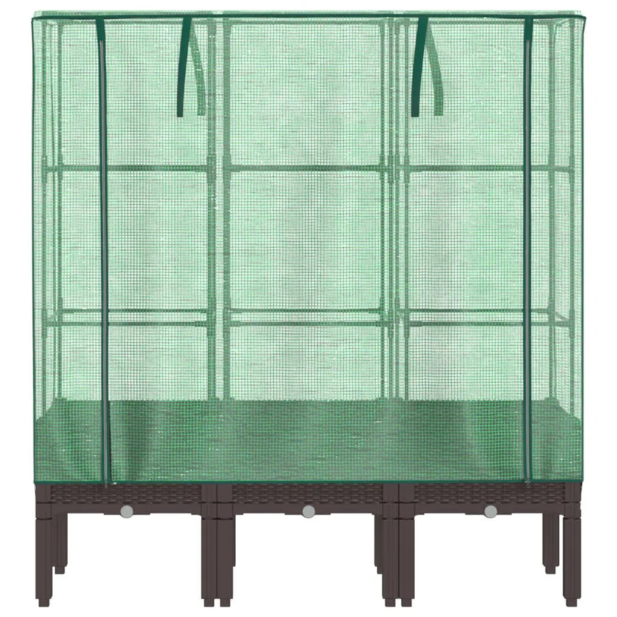 Jardinière surélevée avec housse aspect rotin 120x40x140 cm - 4