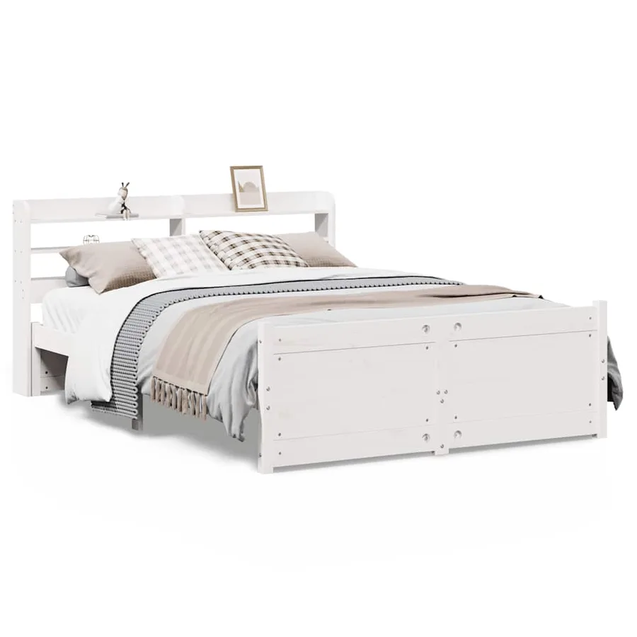 Cadre de lit avec tête de lit sans matelas blanc 140x190 cm - 2