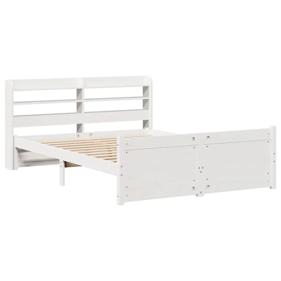Cadre de lit avec tête de lit sans matelas blanc 140x190 cm - 3