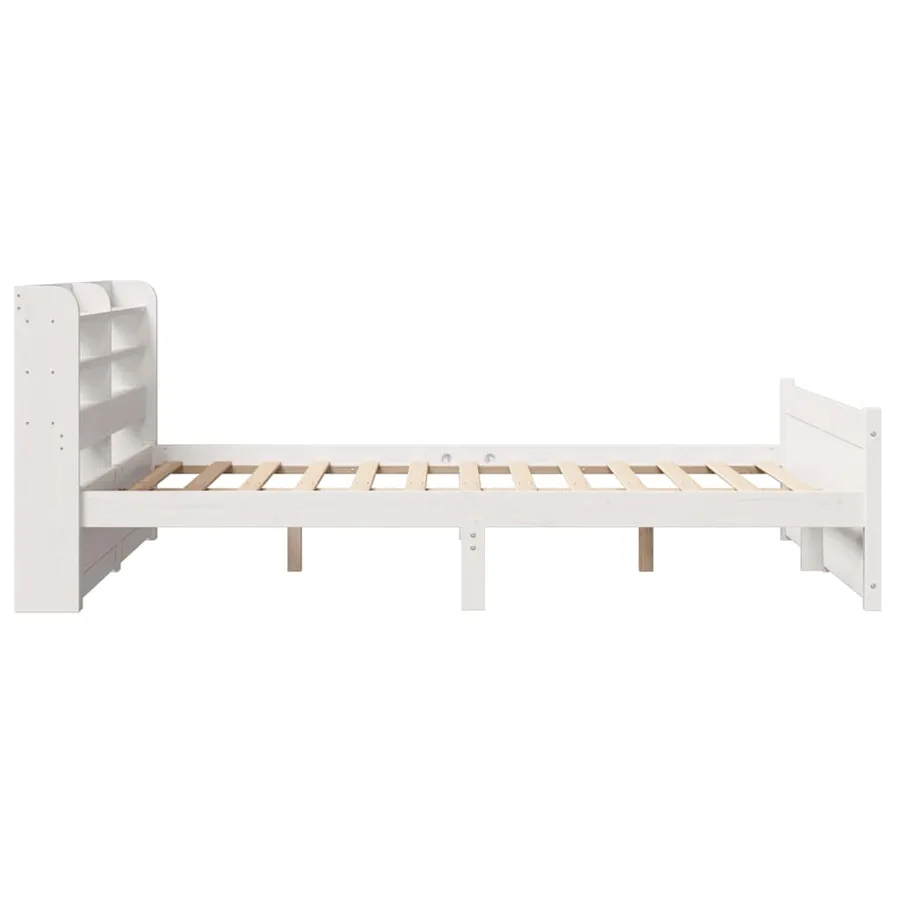 Cadre de lit avec tête de lit sans matelas blanc 140x190 cm - 7