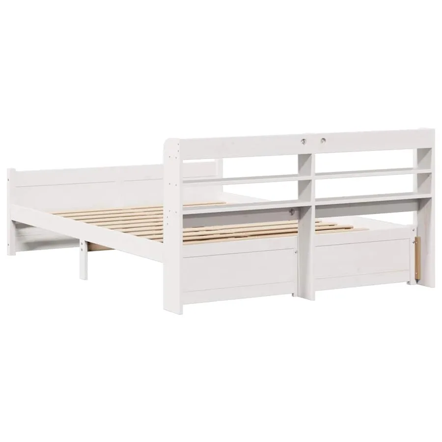 Cadre de lit avec tête de lit sans matelas blanc 140x190 cm - 8