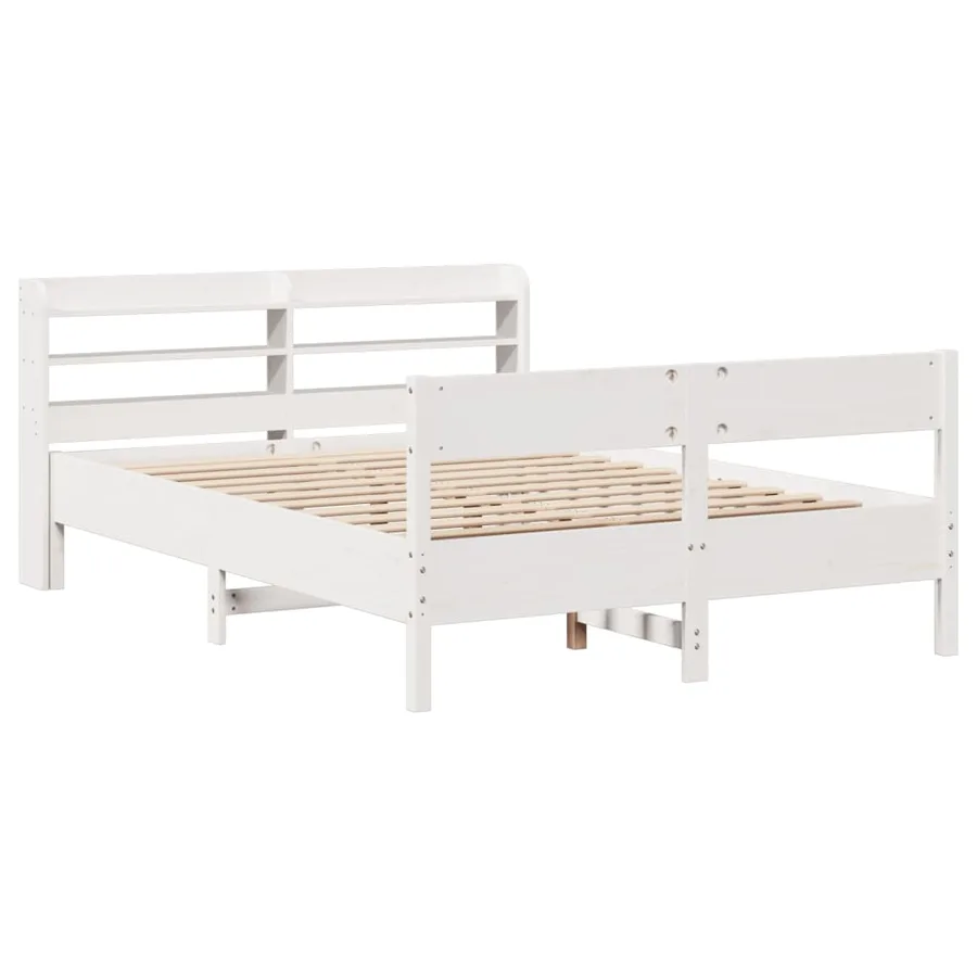 Cadre de lit sans matelas blanc 140x200 cm bois de pin massif - 3