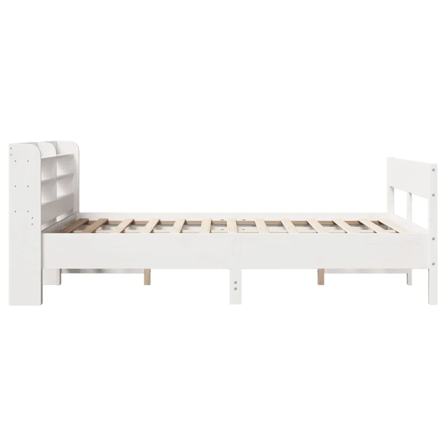 Cadre de lit sans matelas blanc 140x200 cm bois de pin massif - 5
