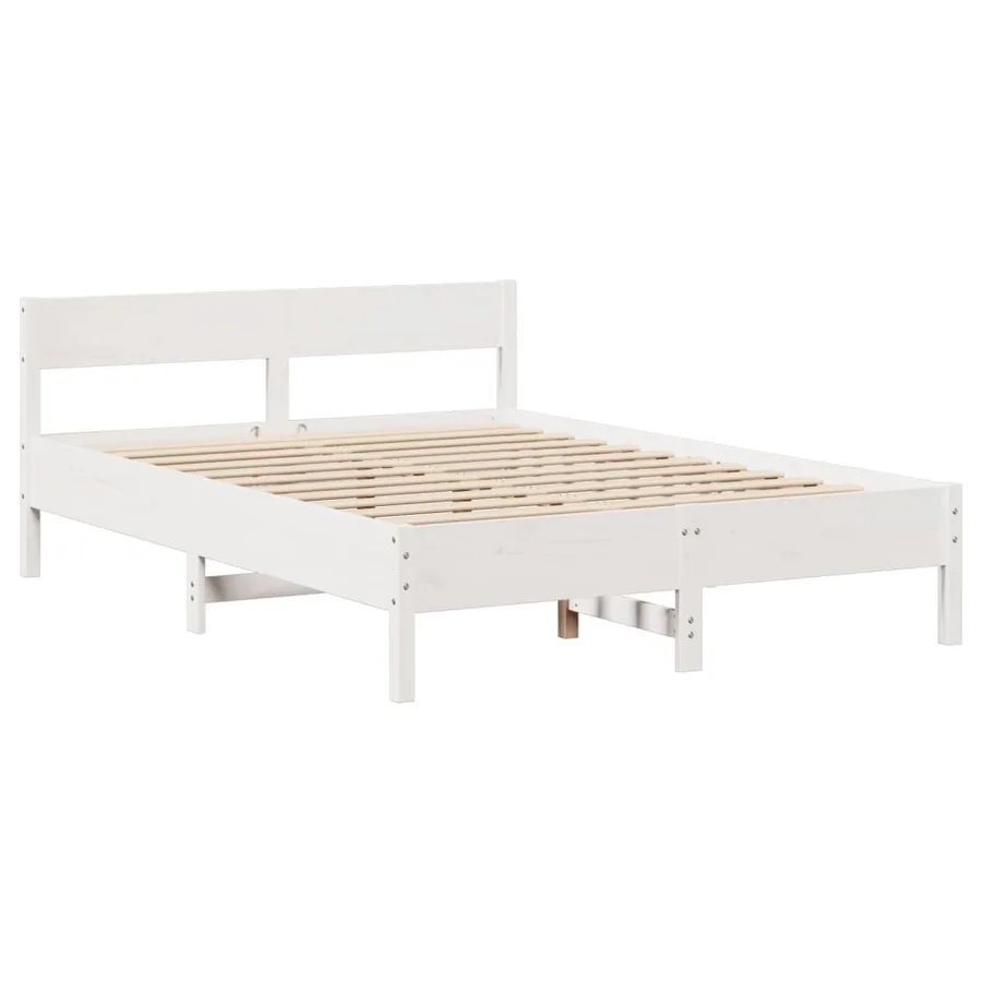 Cadre de lit sans matelas blanc 140x200 cm bois de pin massif - 7