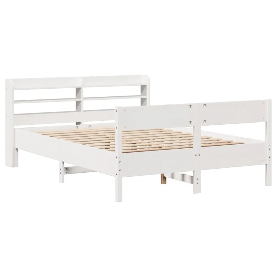 Cadre de lit sans matelas blanc 140x190 cm bois de pin massif - 3