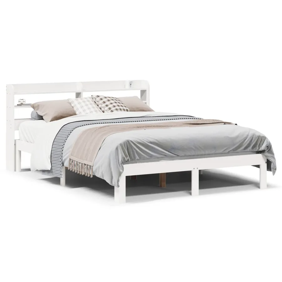 Cadre de lit avec tête de lit sans matelas blanc 140x190 cm - 2