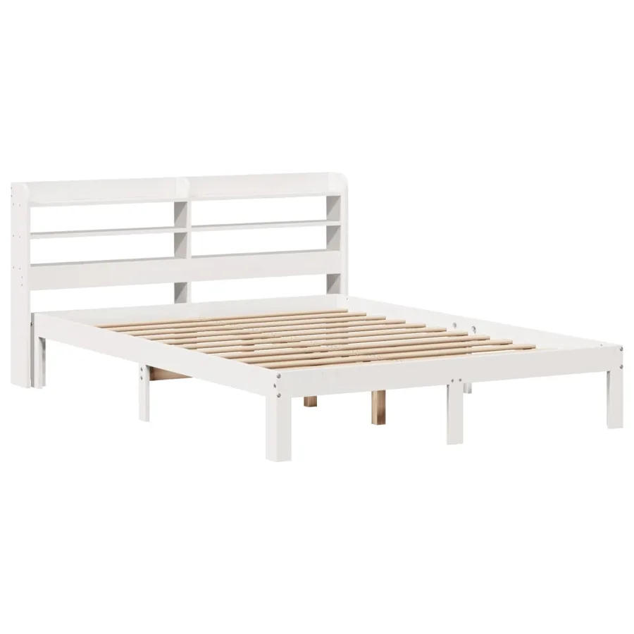Cadre de lit avec tête de lit sans matelas blanc 140x190 cm - 3
