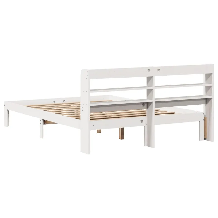 Cadre de lit avec tête de lit sans matelas blanc 140x190 cm - 6