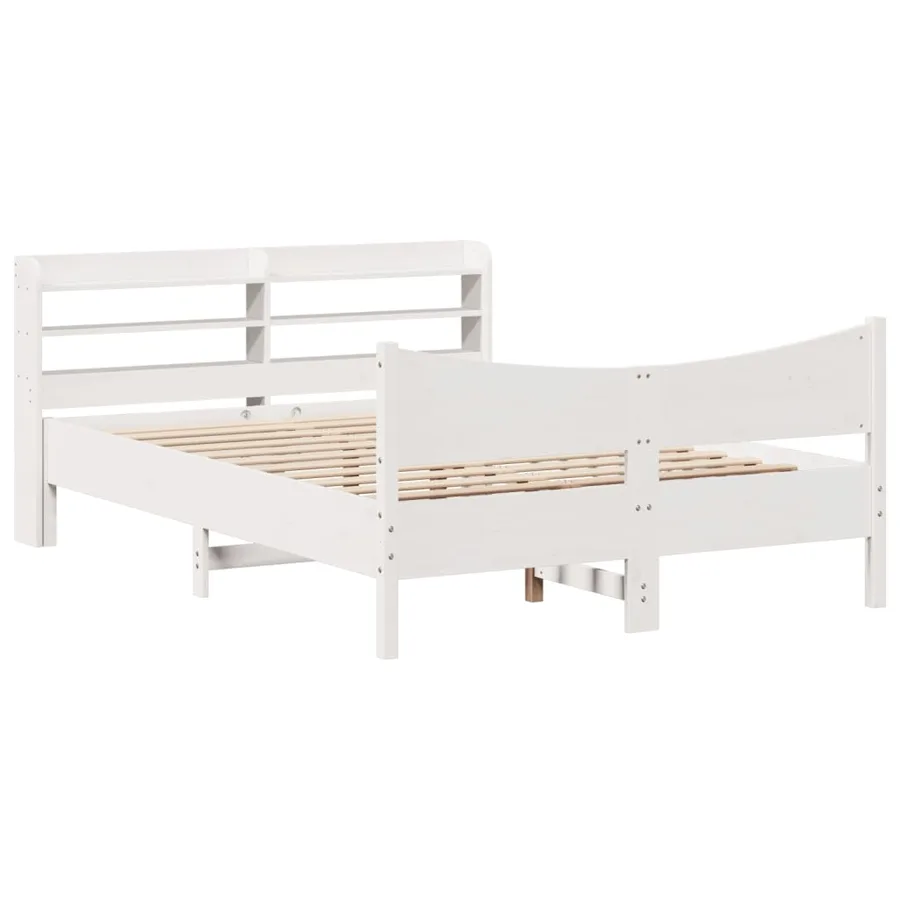 Cadre de lit et tête de lit blanc 140x190 cm bois de pin massif - 2