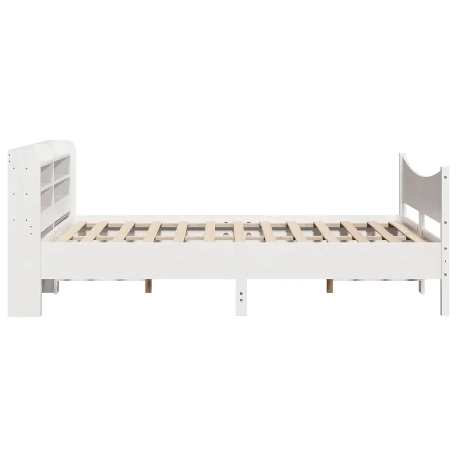 Cadre de lit et tête de lit blanc 140x190 cm bois de pin massif - 7