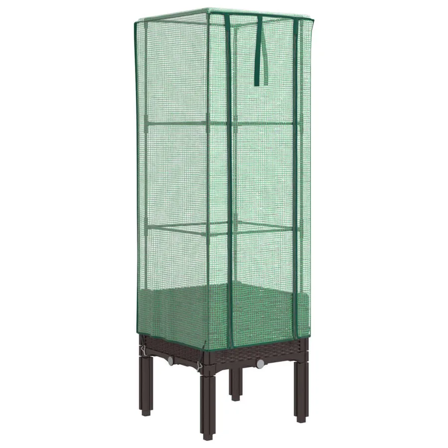 Jardinière surélevée avec housse aspect rotin 40x40x140 cm - 2
