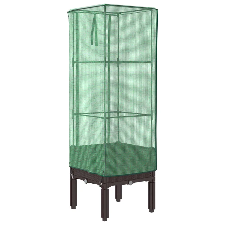 Jardinière surélevée avec housse aspect rotin 40x40x140 cm - 6