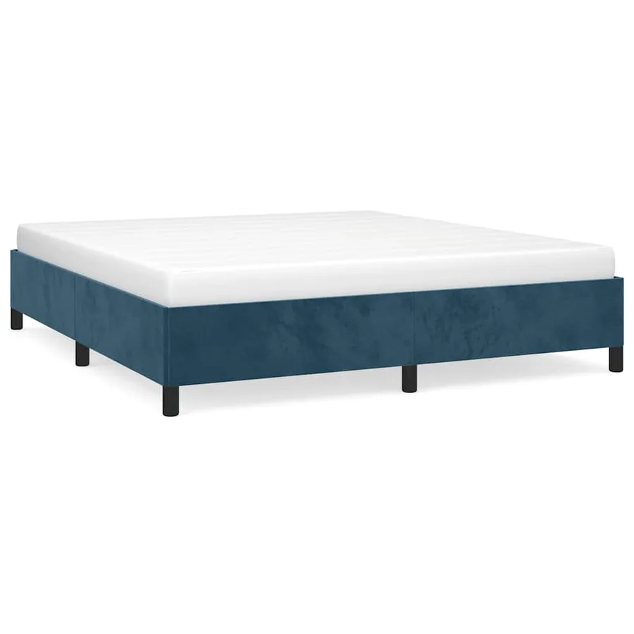 Cadre de lit sans matelas bleu foncé 180x200 cm velours - 2