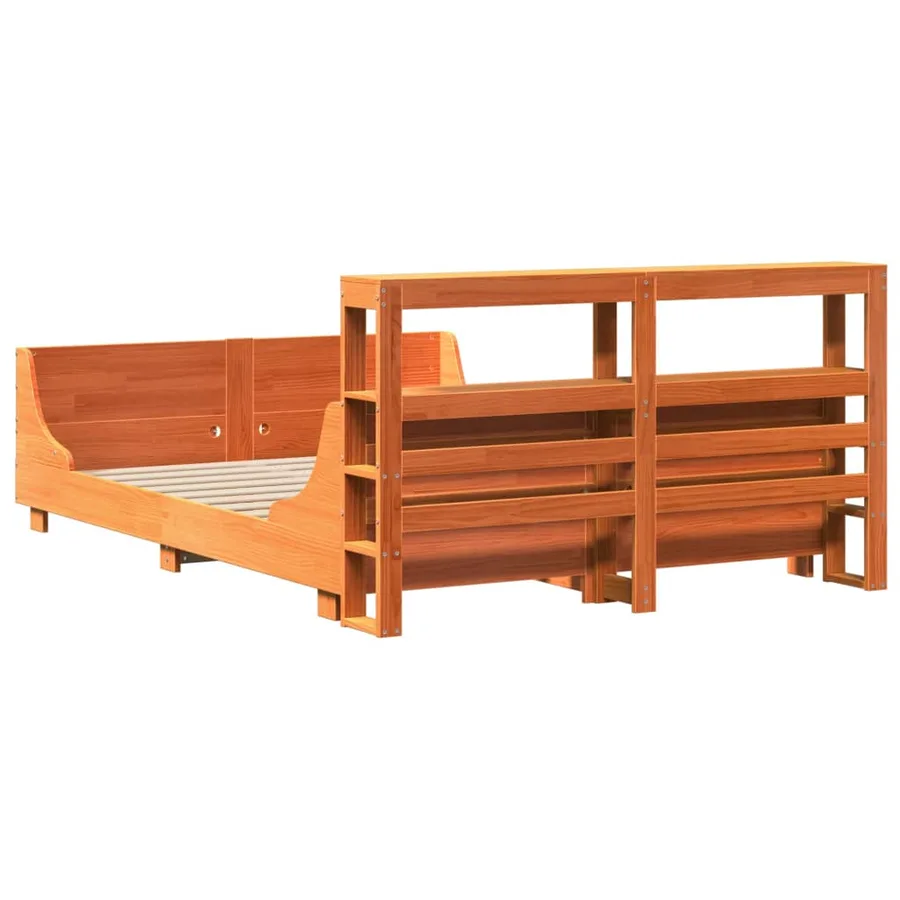 Cadre de lit sans matelas cire marron 120x200cm bois pin massif - 8