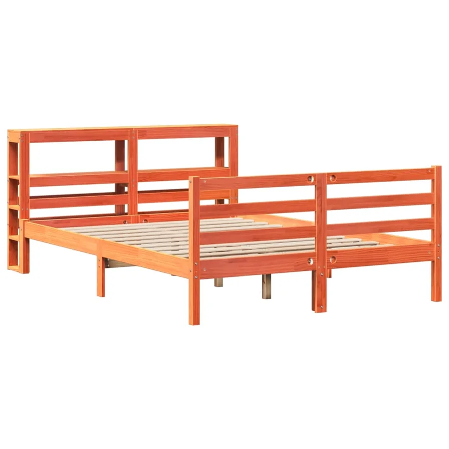 Cadre de lit sans matelas cire marron 120x190cm bois pin massif - 3