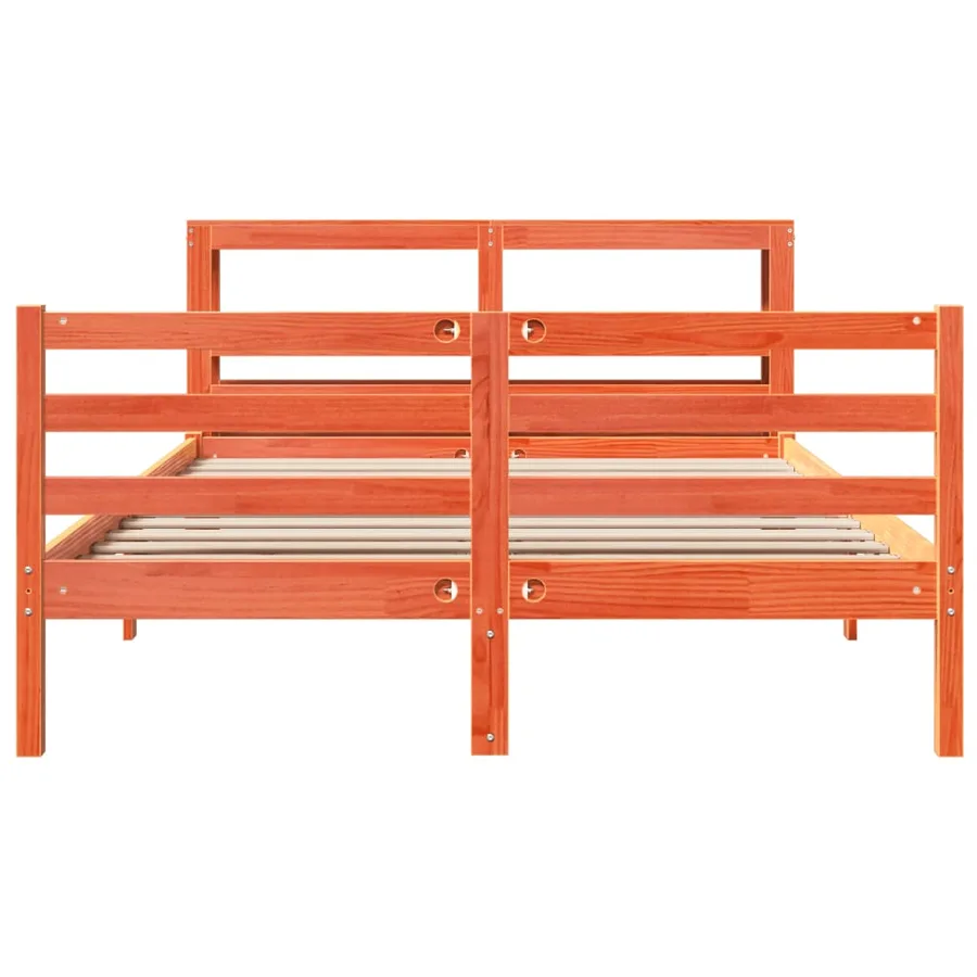 Cadre de lit sans matelas cire marron 120x190cm bois pin massif - 4