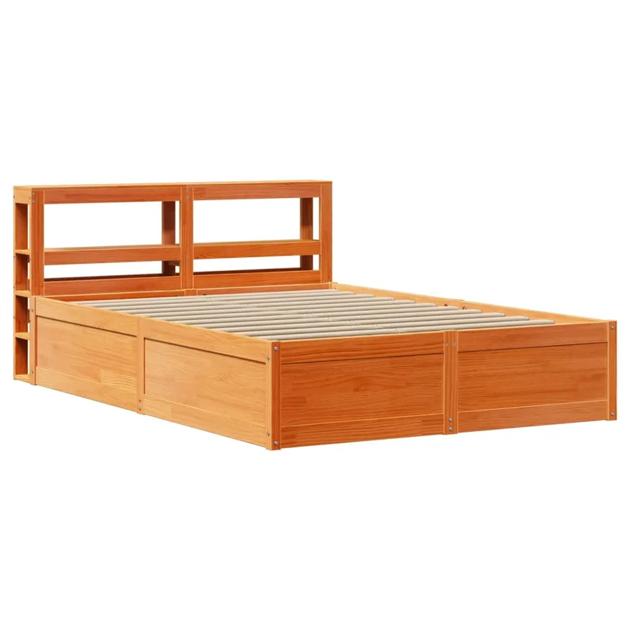 Cadre de lit avec tête de lit cire marron 120x190cm bois de pin - 2