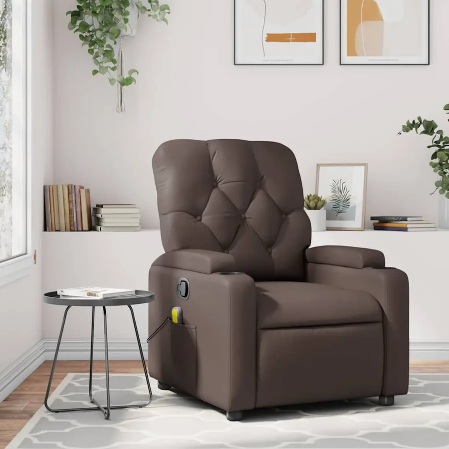 Fauteuil de massage inclinable Marron Similicuir