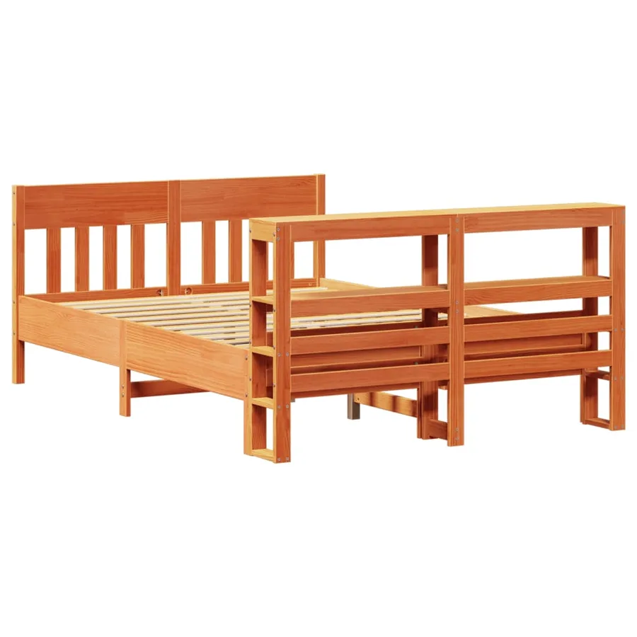 Cadre de lit sans matelas cire marron 120x190cm bois pin massif - 6
