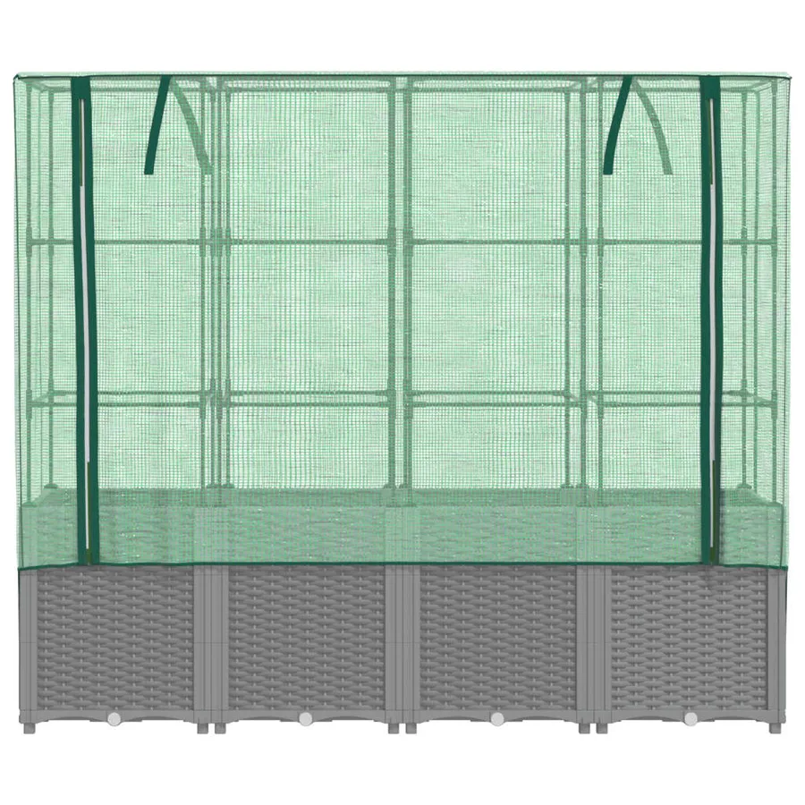 Jardinière surélevée avec housse aspect rotin 160x40x153 cm - 4