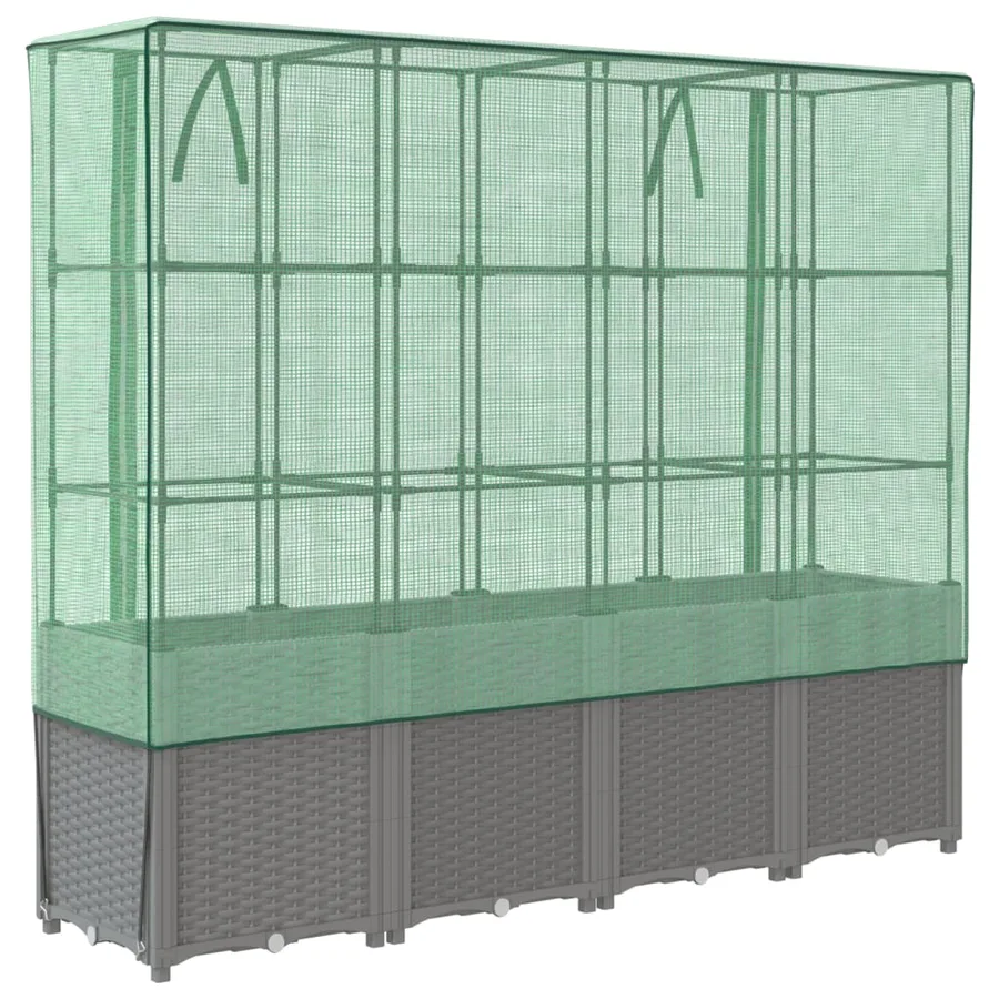 Jardinière surélevée avec housse aspect rotin 160x40x153 cm - 6