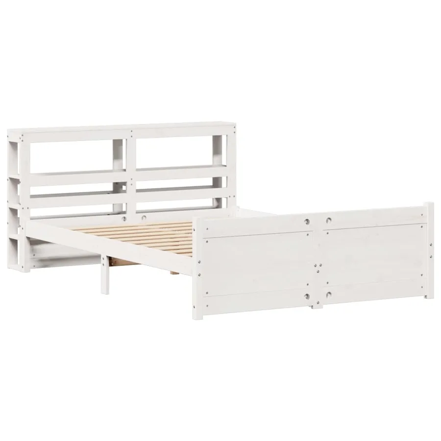 Cadre de lit avec tête de lit sans matelas blanc 150x200 cm - 3