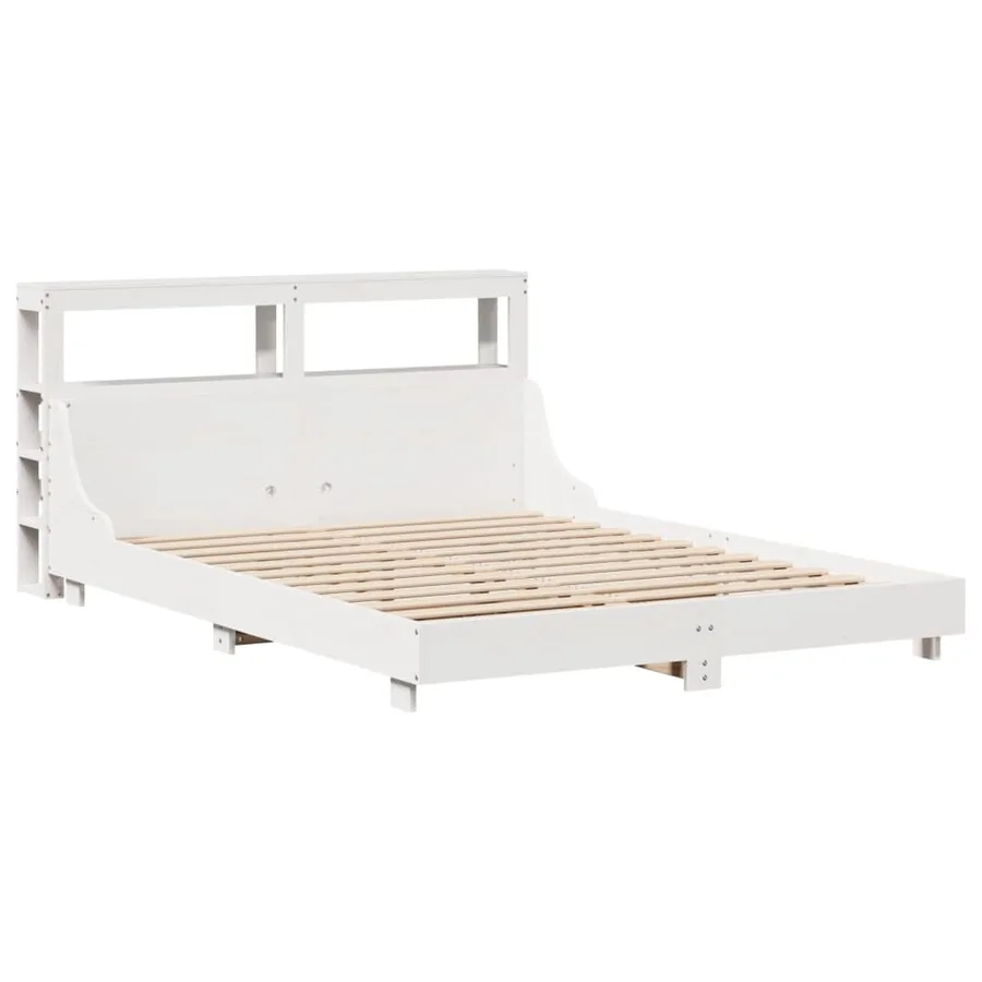 Cadre de lit sans matelas blanc 150x200 cm bois de pin massif - 3