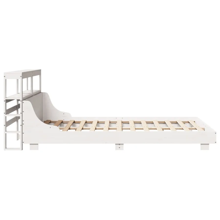 Cadre de lit sans matelas blanc 150x200 cm bois de pin massif - 5