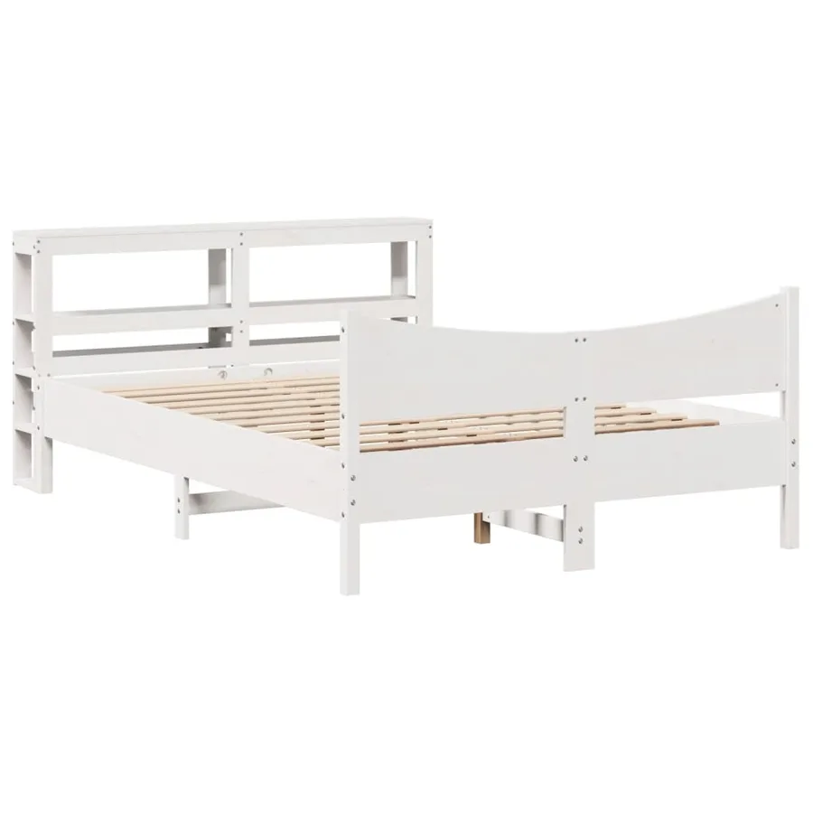 Cadre de lit avec tête de lit blanc 150x200 cm bois pin massif - 2