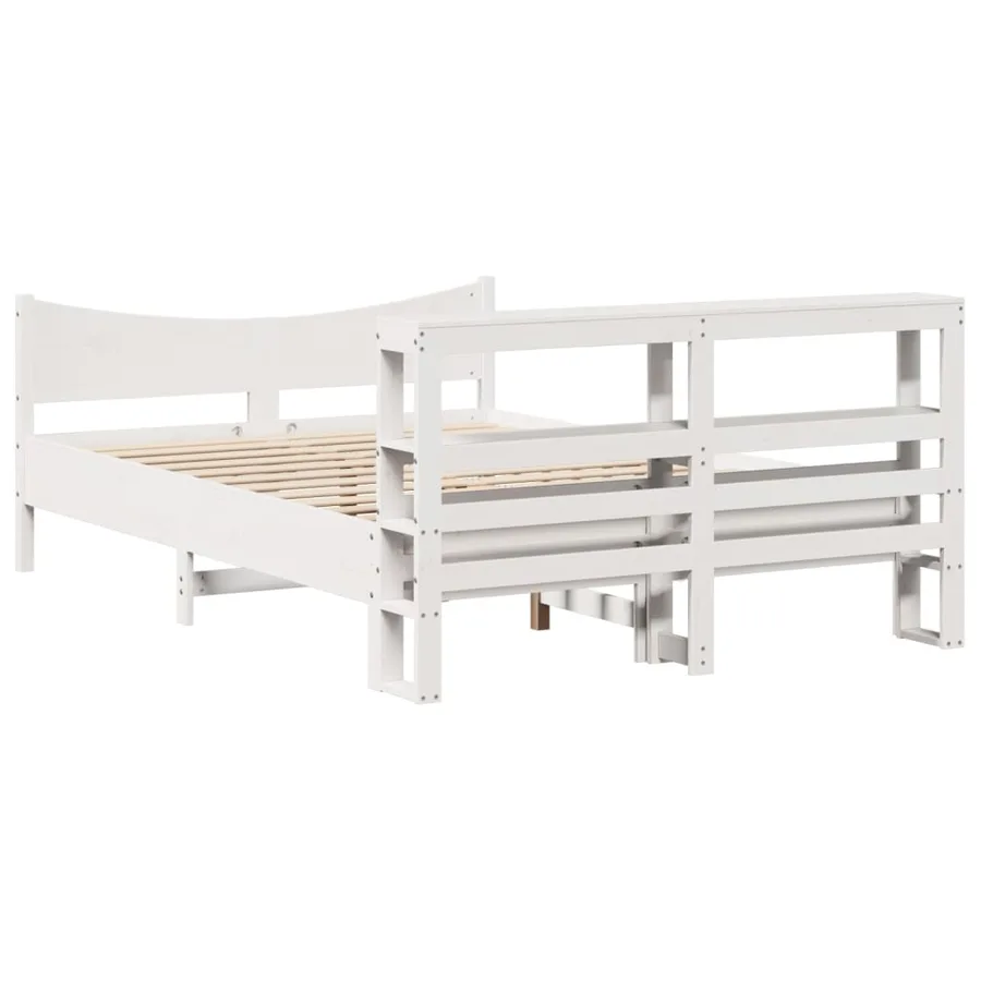 Cadre de lit avec tête de lit blanc 150x200 cm bois pin massif - 8