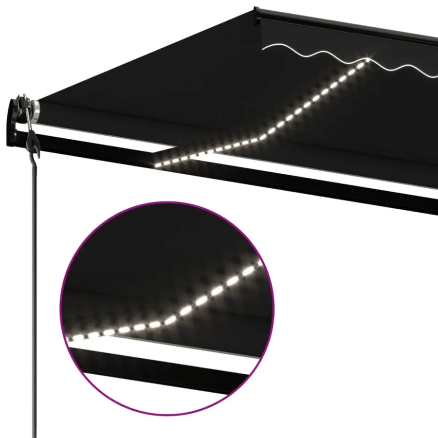 Auvent automatique capteur de vent et LED 600x350 cm Anthracite - 5