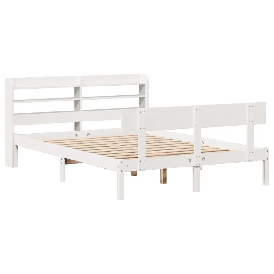 Cadre de lit sans matelas blanc 135x190 cm bois de pin massif - 3