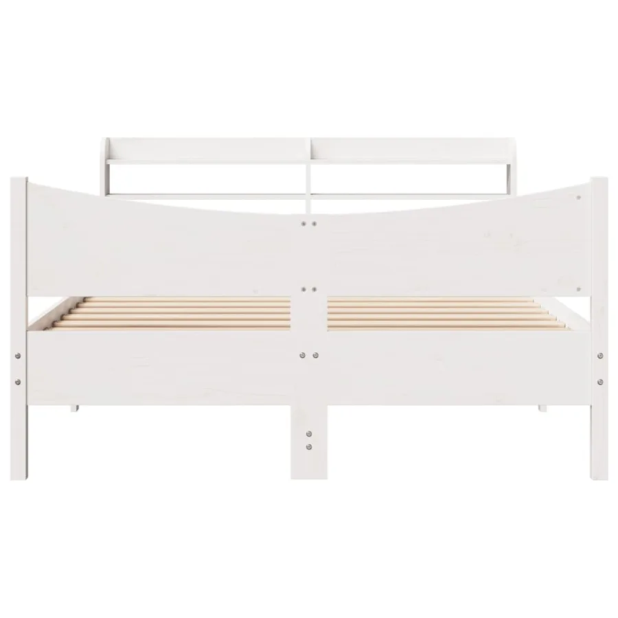 Cadre de lit avec tête de lit blanc 135x190 cm bois pin massif - 4