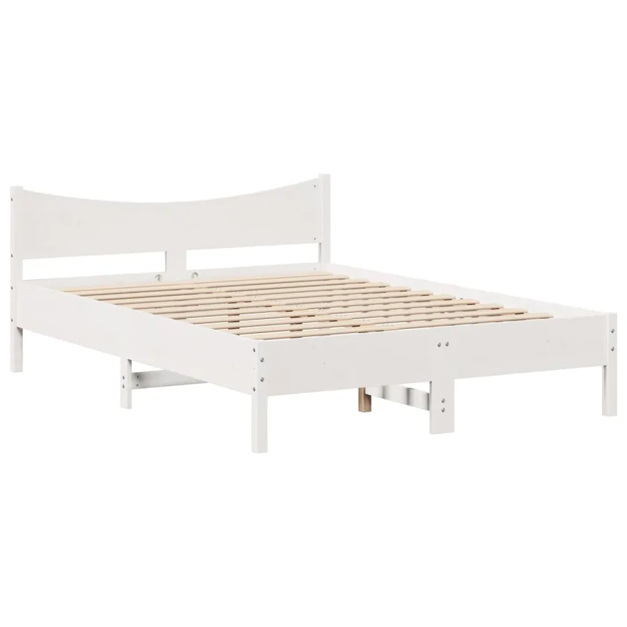 Cadre de lit avec tête de lit blanc 135x190 cm bois pin massif - 5
